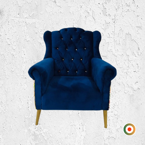 Royal Blue, Plush, Art Decor Wingback Chair